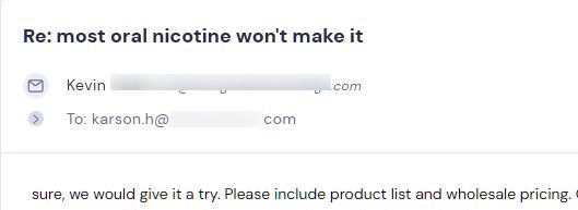 Retailer reply from Sesh Products